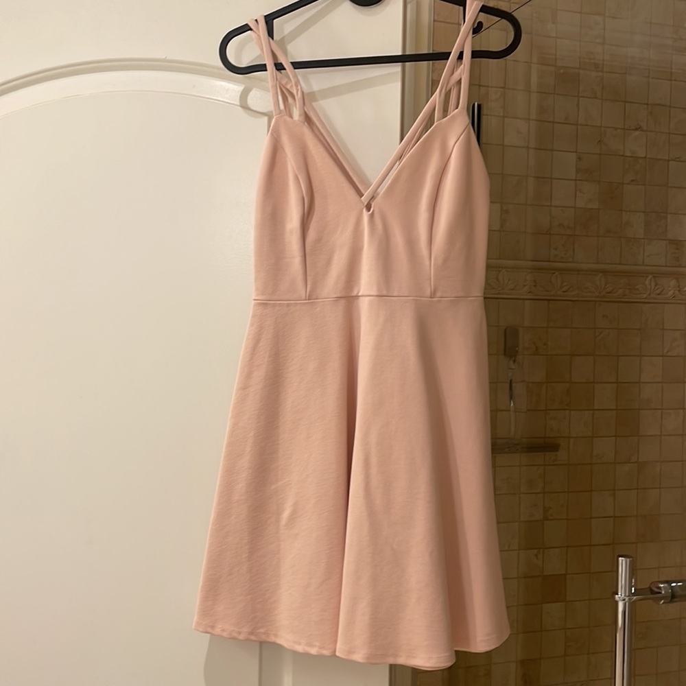 Boutique 1861 Light Pink Skater Dress with Crossed Strap Neckline